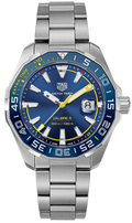 Tag Heuer Aquaracer Caliber 5 Match Timer Shinji Kagawa Edition Blue Dial Silver Steel Strap Watch For Men Way201h Ba0927