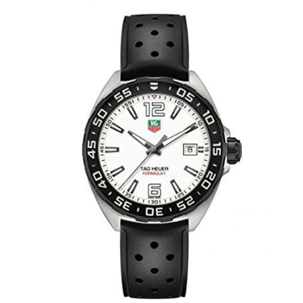 Tag Heuer Formula 1 Quartz White Dial Black Rubber Strap Watch For Men Waz1111 Ft8023